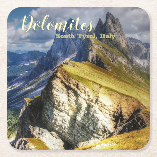 ドロミテスサウス・チロルイタリア スクエアペーパーコースター (正面)
