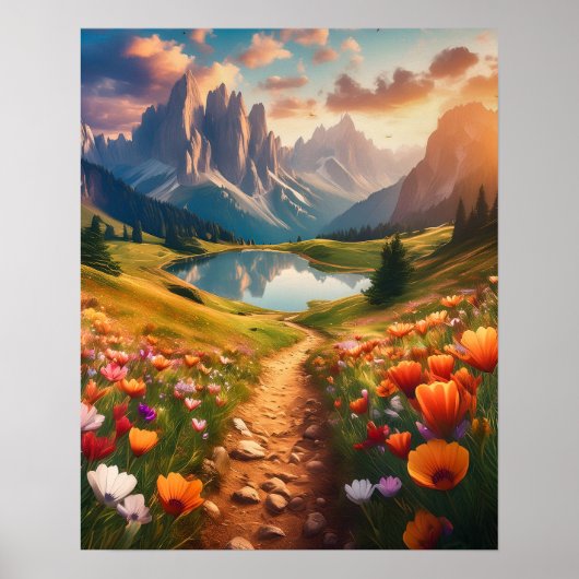 ドロミテスレイクヴィンテージスタイル旅行 ポスター (正面)