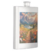 ドロミテスヴィンテージスタイル旅行ポスターと湖 フラスク (右)