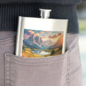 ドロミテスヴィンテージスタイル旅行ポスターと湖 フラスク (インサイチュ)