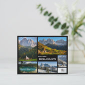 ドロミテス山フォトコラージュブラック文字 ポストカード (スタンド正面)