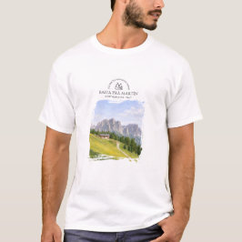 ドロミテ アルプスの小屋 水彩 自然の風景 Tシャツ