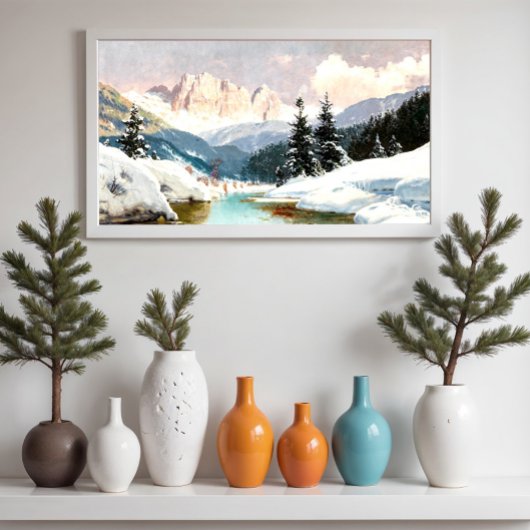 ドロミートを望む晴れた冬の日 ポスター