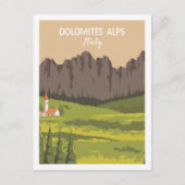 ドロミートアルプスイタリアトラベルプレイスイラストレーション ポストカード (正面)