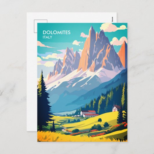 ドロミートイタリアヴィンテージ旅行はがき シーズンポストカード (正面/裏面)