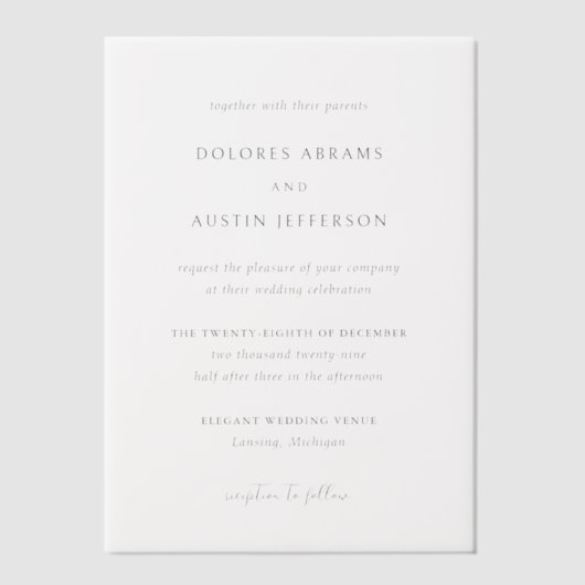 ドロレスクラシックズエレガントウェディング ベラム紙招待状 (正面)