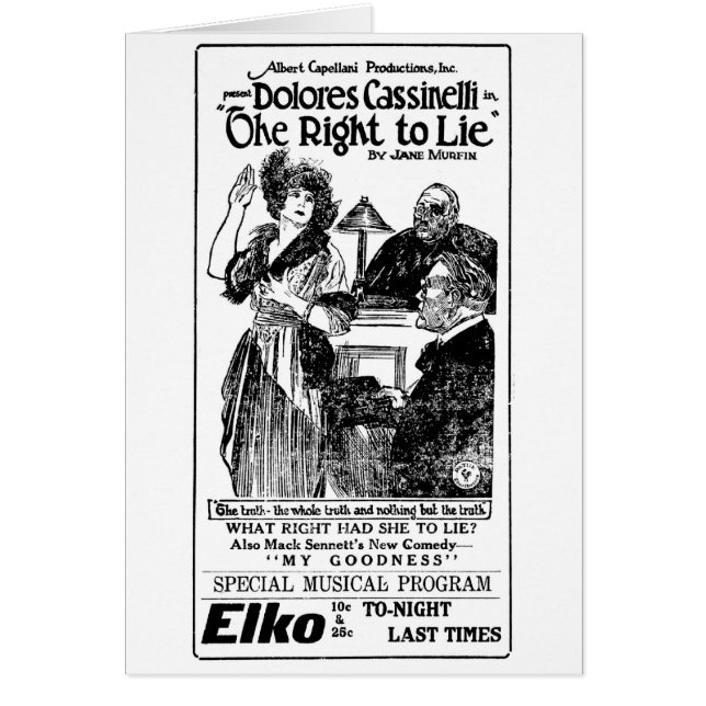 ドロレスCassinelli Mack Sennett 1921年の静かな広告 (正面)