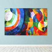 ドローネー – 円形型枠、太陽、月 キャンバスプリント (インサイチュ (ウッドフロア))