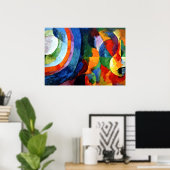 ドローネー – 円形型枠、太陽、月 ポスター (ホームオフィス)