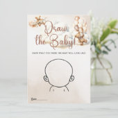 ドローベビーゲーム赤ちゃんシャワーゲームかわいいクマ 招待状 (スタンド正面)