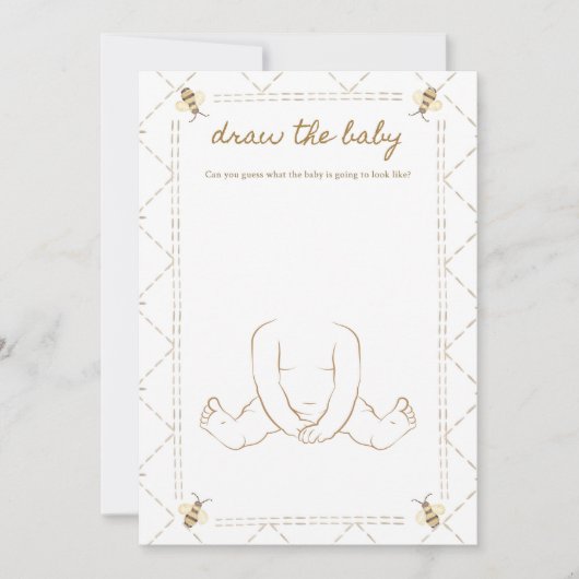 ドローベビーハニービー赤ちゃんシャワーゲームカード 招待状 (正面)
