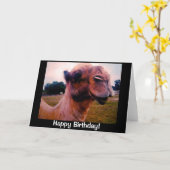 ドローリングキャメル誕生日グリーティング カード (黄色い花)