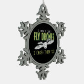 ドローンおもしろいパイロットマルチロータクワッドカッターフライクラッシュ スノーフレークピューターオーナメント (左)