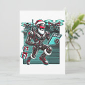 ドローンとクリスマスツリーを備えたAIパワードサンタロボット 招待状 (スタンド正面)