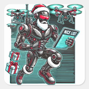 ドローンとクリスマスLを搭載したAI搭載サンタロボット スクエアシール