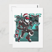 ドローンとクリスマスLを搭載したAI搭載サンタロボット ポストカード (正面/裏面)