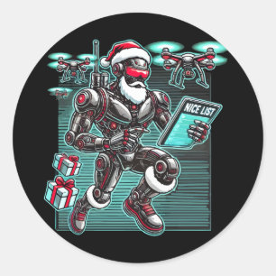ドローンとクリスマスLを搭載したAI搭載サンタロボット ラウンドシール