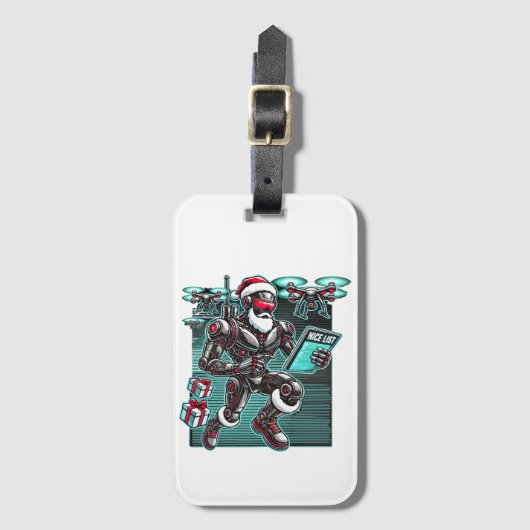 ドローンとクリスマスLを搭載したAI搭載サンタロボット ラゲッジタグ (正面縦)