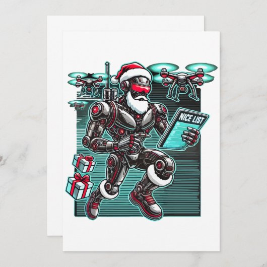 ドローンとクリスマスLを搭載したAI搭載サンタロボット 招待状 (正面/裏面)