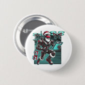 ドローンとクリスマスLを搭載したAI搭載サンタロボット 缶バッジ (正面&裏面)
