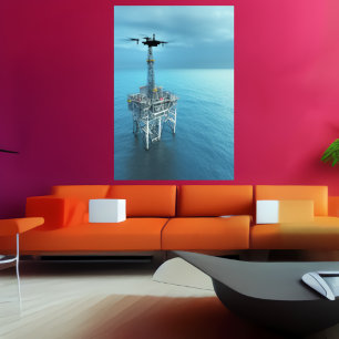 ドローンと油   AIアートポスター ポスター