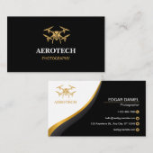 ドローンのビジネエレガントスカード黒金ゴールド 名刺 (正面/裏面)