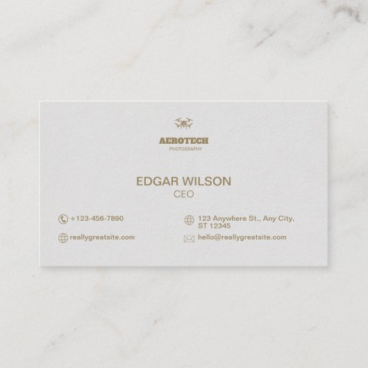 ドローンのビジネスエレガントカードブラウンシルバー 名刺 (裏面)