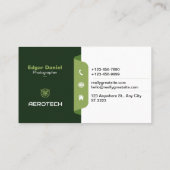 ドローンの名刺グリーンホワイトモダン 名刺 (裏面)