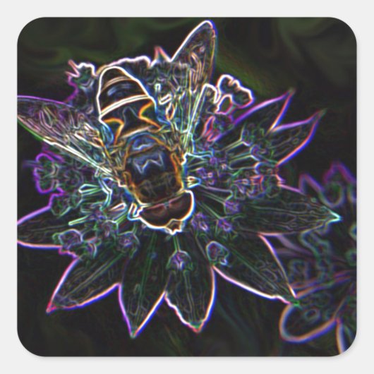 ドローンの花の輝き スクエアシール (正面)