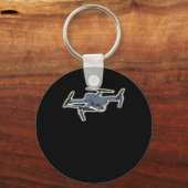 ドローンパイロットクアドコプターパイロットドロ飛んでいるーン キーホルダー (正面)