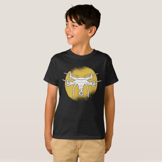 ドローンパイロットマルチロータクワッドグランジパター円 Tシャツ (正面フル)