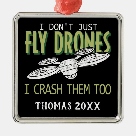 ドローンパーソナライズされたクラッシュマルチロータクワッド メタルオーナメント (正面)