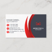 ドローンビジネスカード赤モダン黒 名刺 (裏面)