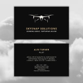 ドローンビジネスUAVパイロットモダンブラック金ゴールド 名刺