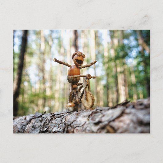 ドローン小妖精や小人が持たずに自転車に乗る ポストカード (正面)