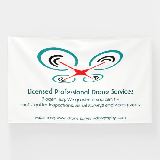 ドローン点検・ビデオ・サービス、パイロット業者 横断幕 (横)