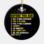 ドローン男性へギフト男の子とコンピュータFPV女性 セラミックオーナメント (正面)