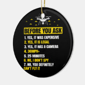 ドローン男性へギフト男の子とコンピュータFPV女性 セラミックオーナメント (左)