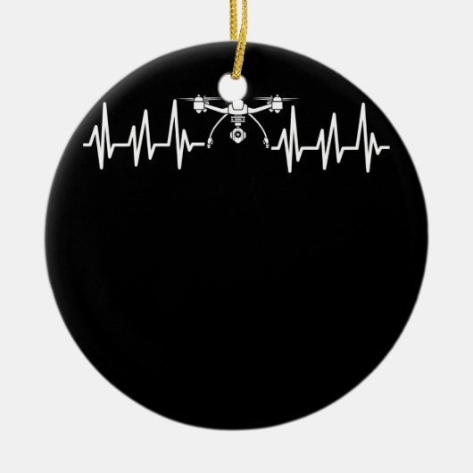 ドローン男性へズマルチコプターボーイキッズFPVパイロット セラミックオーナメント (正面)