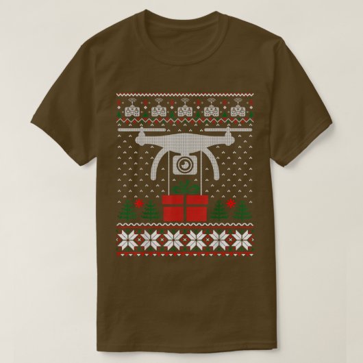 ドローン醜いクリスマスセーターVideography Photogrp Tシャツ (デザイン正面)
