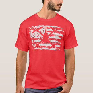 ドローンUSAフラッグドローンパイロットドローンレーシング Tシャツ
