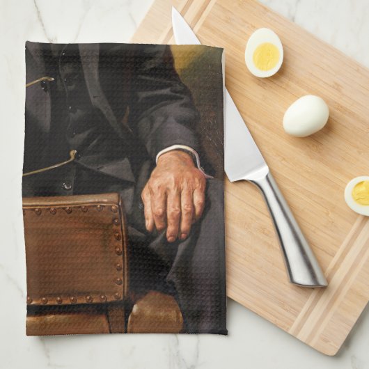 ドワイトアイゼンハウワープレジデントホワイトハウスポートレート キッチンタオル (四つ折り)