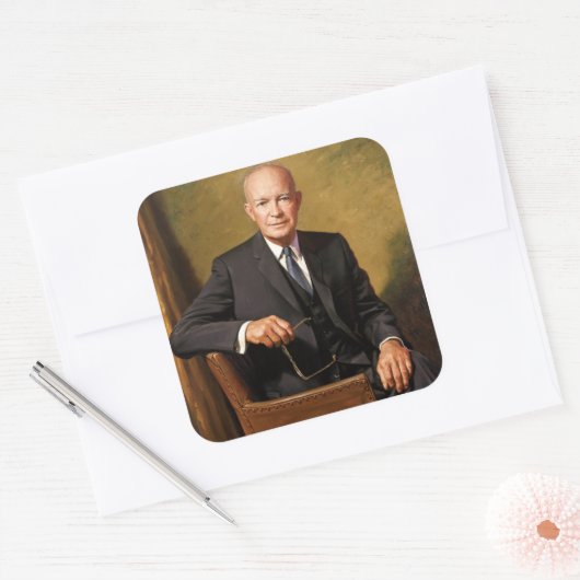 ドワイトアイゼンハウワープレジデントホワイトハウスポートレート スクエアシール (封筒)