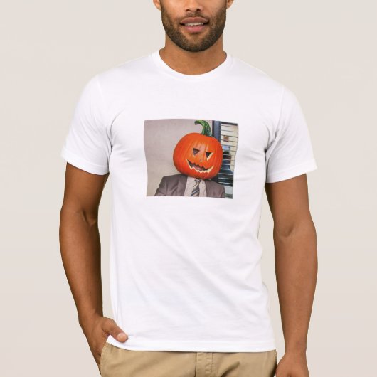 ドワイトカボチャ頭ハロウィンティーを着用 Tシャツ (正面)