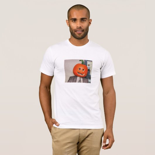 ドワイトカボチャ頭ハロウィンティーを着用 Tシャツ (正面フル)