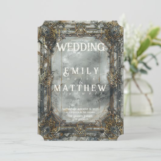 ドワーフの壮麗なファンタジー結婚式招待状 招待状 (スタンド正面)