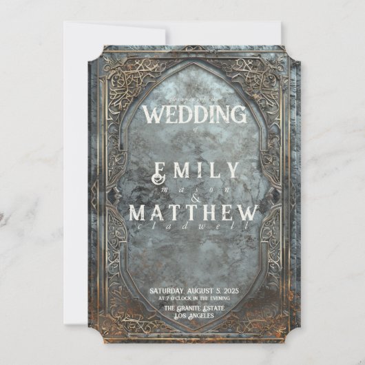 ドワーフの壮麗なファンタジー結婚式招待状 招待状 (正面)