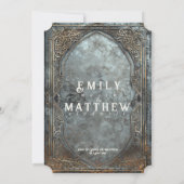 ドワーフの壮麗なファンタジー結婚式招待状 招待状 (裏面)