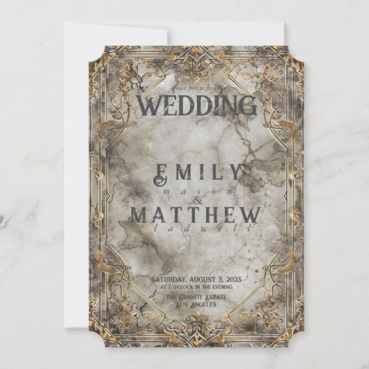 ドワーフの壮麗なファンタジー結婚式招待状 招待状 (正面)