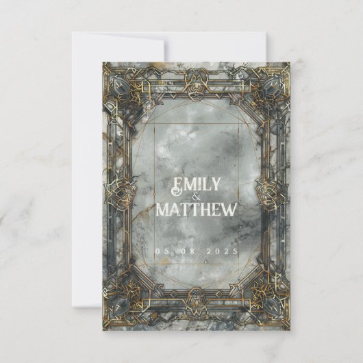 ドワーフの豪華なファンタジー結婚式の日付を保存 セーブザデート (裏面)